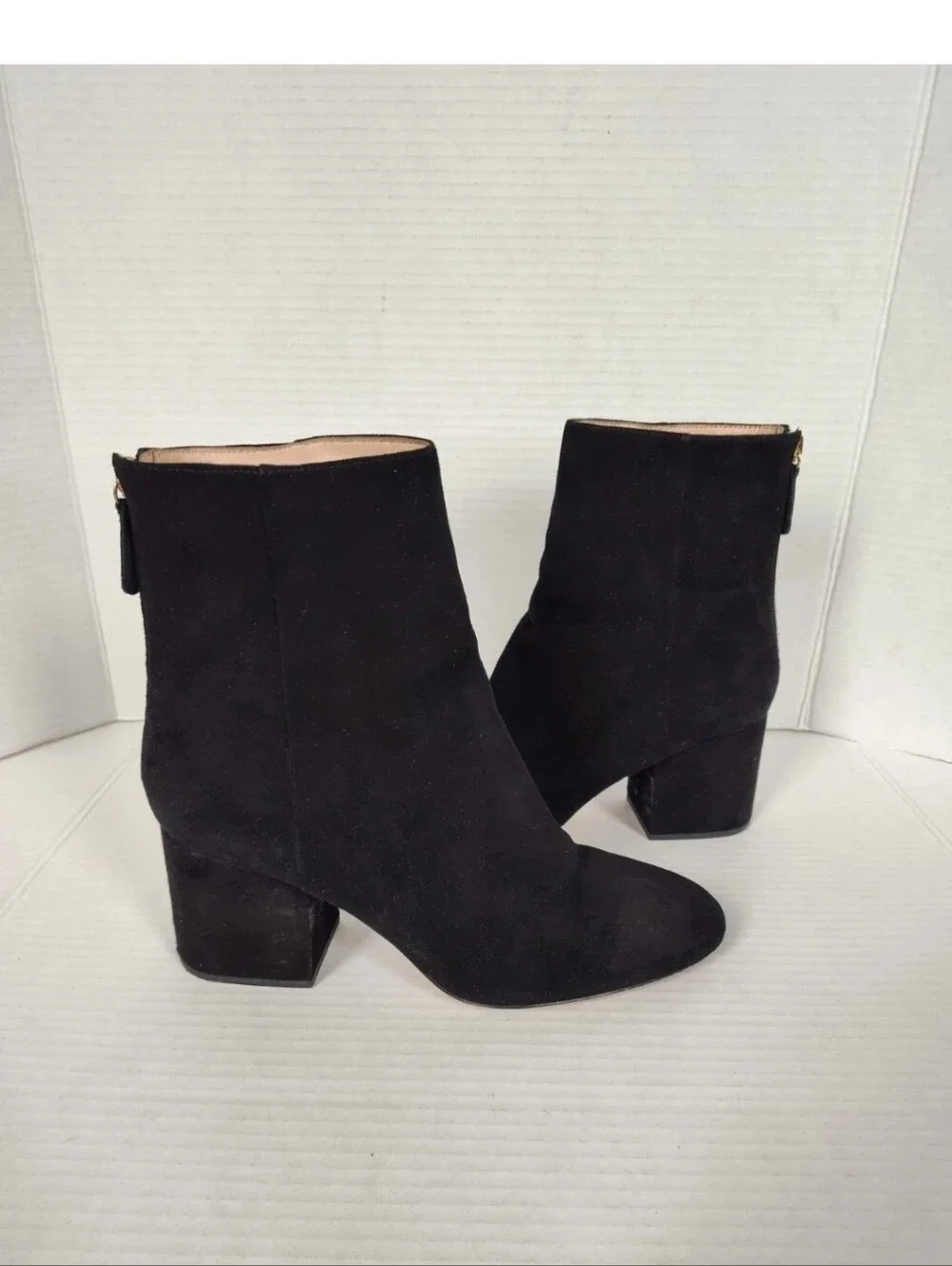 J.Crew Sadie Black Suede Block Heel Ankle Boots K0055 Almond Toe Womens 8.5